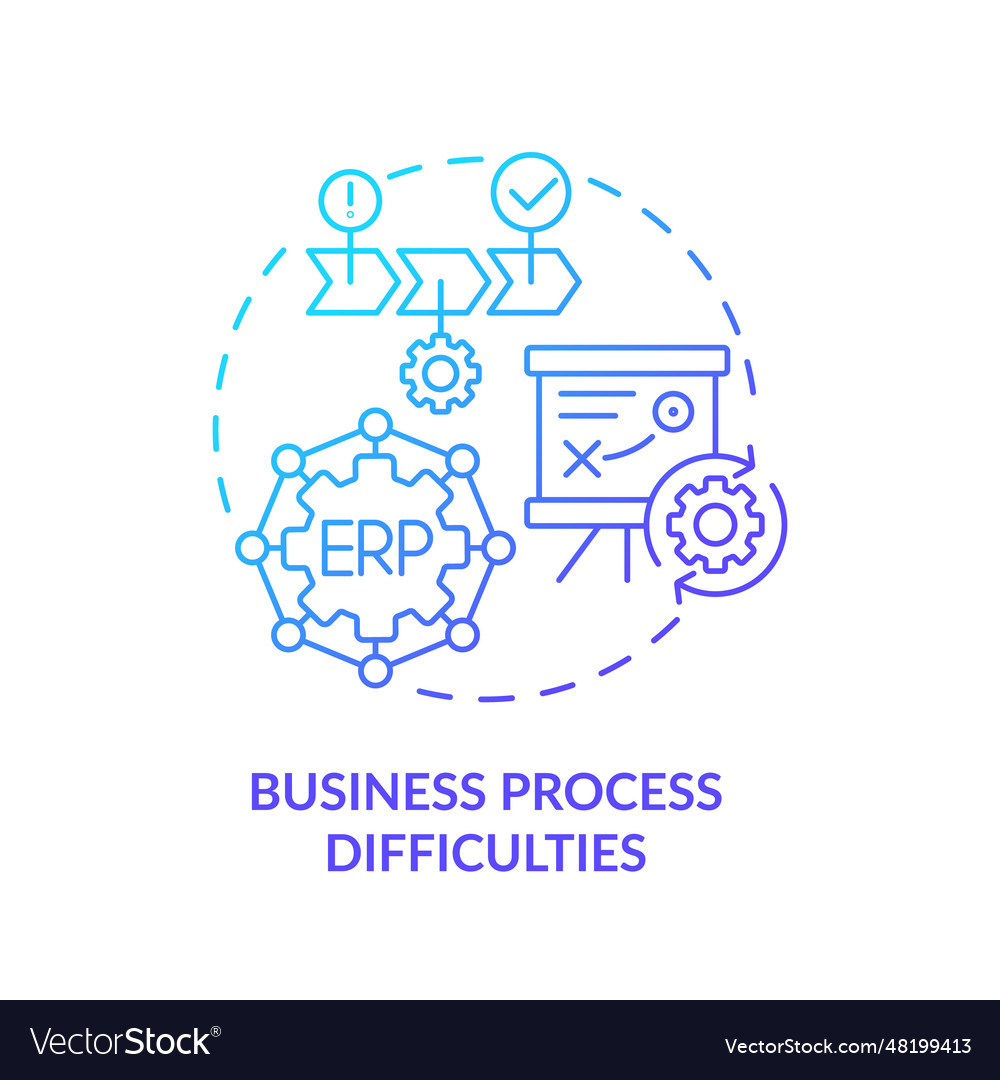 2d business process difficulties line icon concept