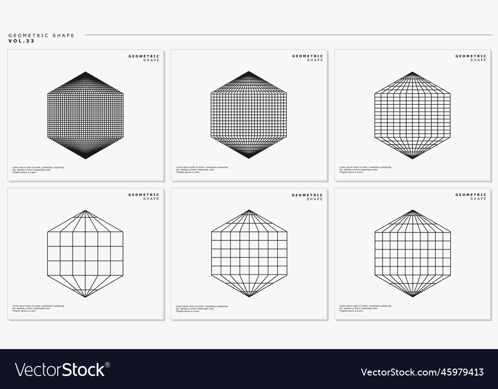 Abstract hexagonal line grid logo design set vector image Abstract hexagonal line grid logo design set