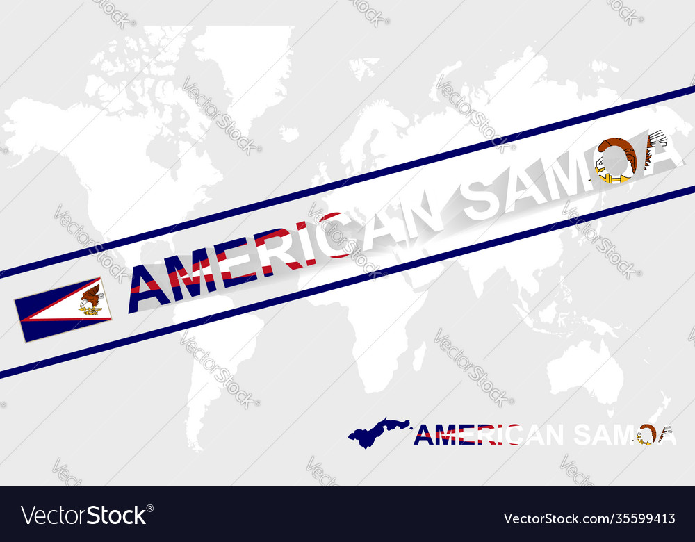 American samoa map flag and text