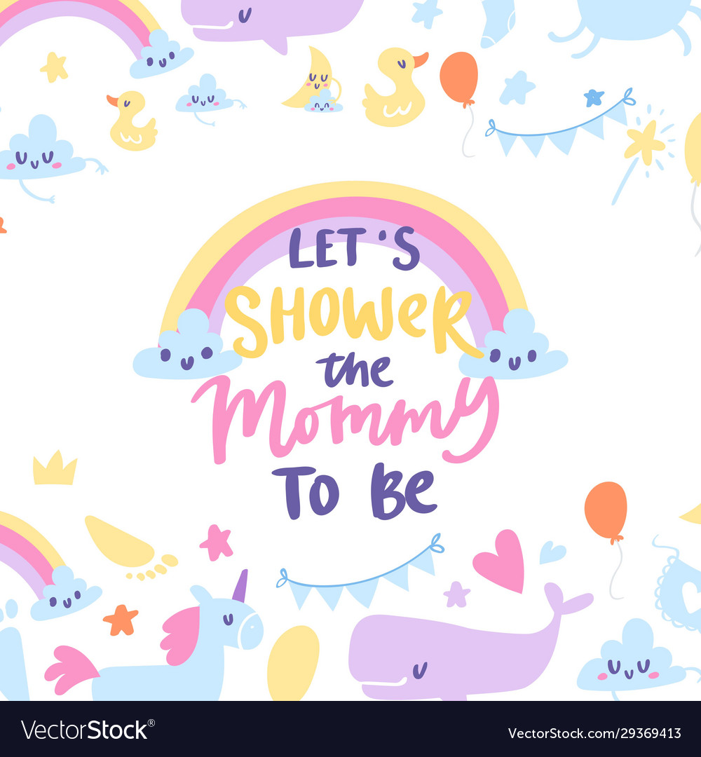 Baby boy shower card with cute rainbow