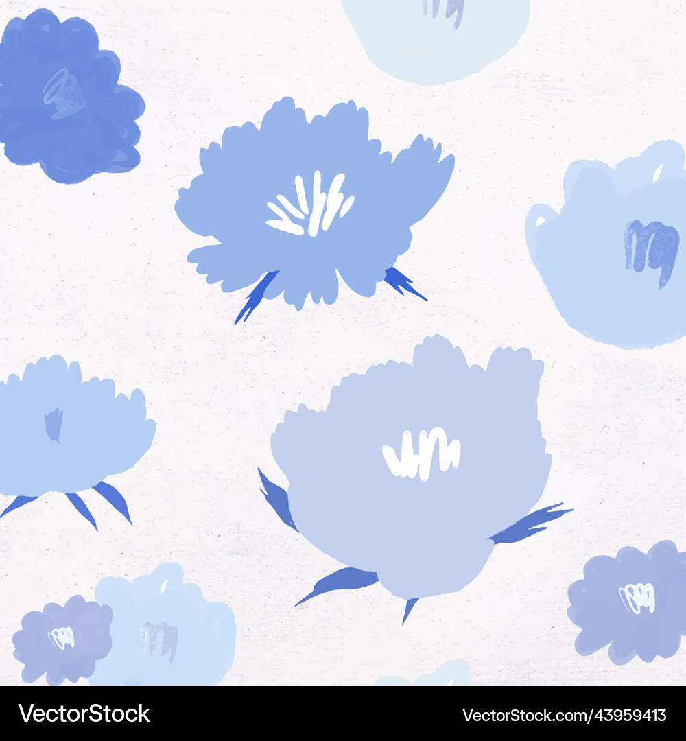 Blue floral pattern background hand drawn Vector Image