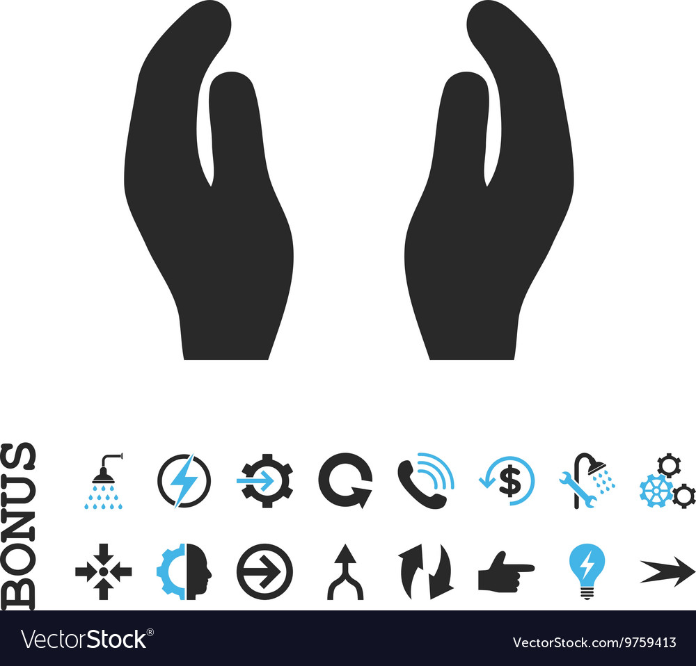 Care hands flat icon with bonus