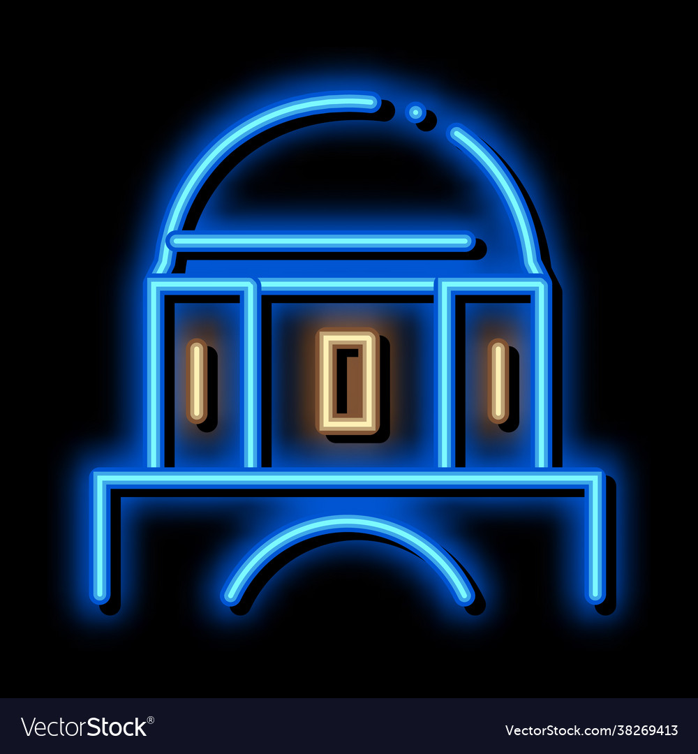 Classical greek building dome neon glow icon