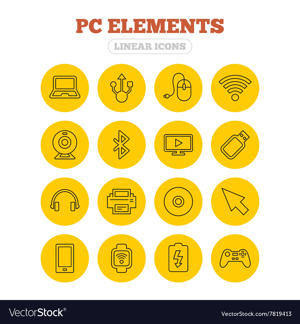 Computer elements icons notebook usb port