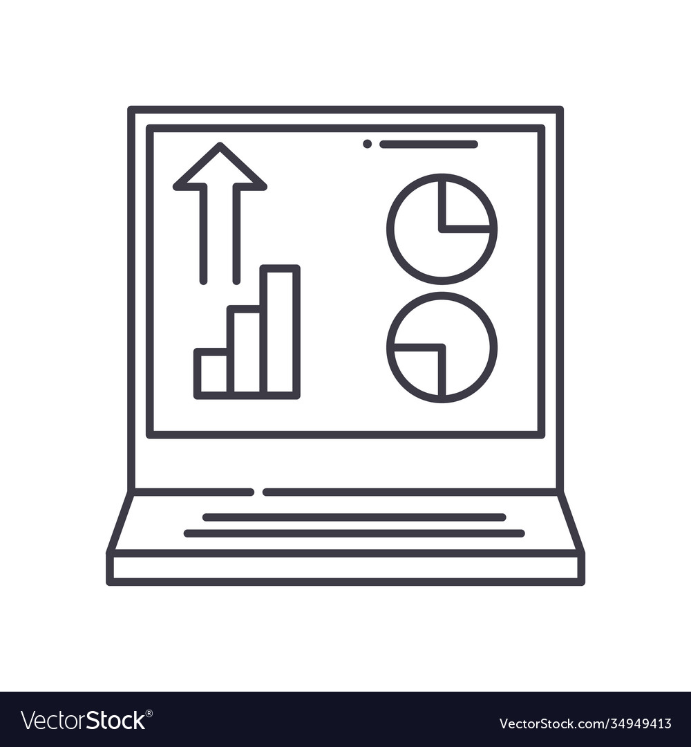 Data analysis concept icon linear isolated