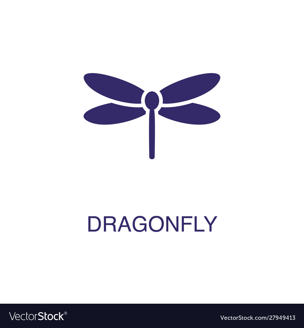 Elegant Dragonfly Icon - White