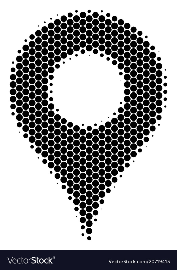 Halftone dot map pointer icon vector image Halftone dot map pointer icon