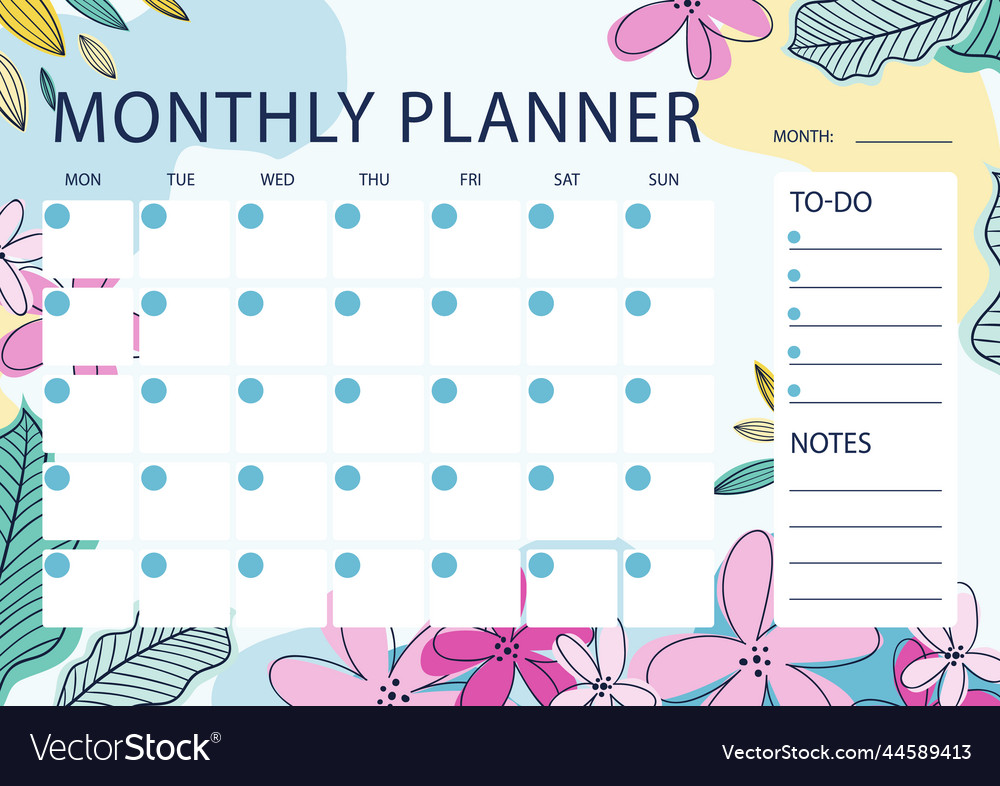 Hand drawn annual calendar template Royalty Free Vector