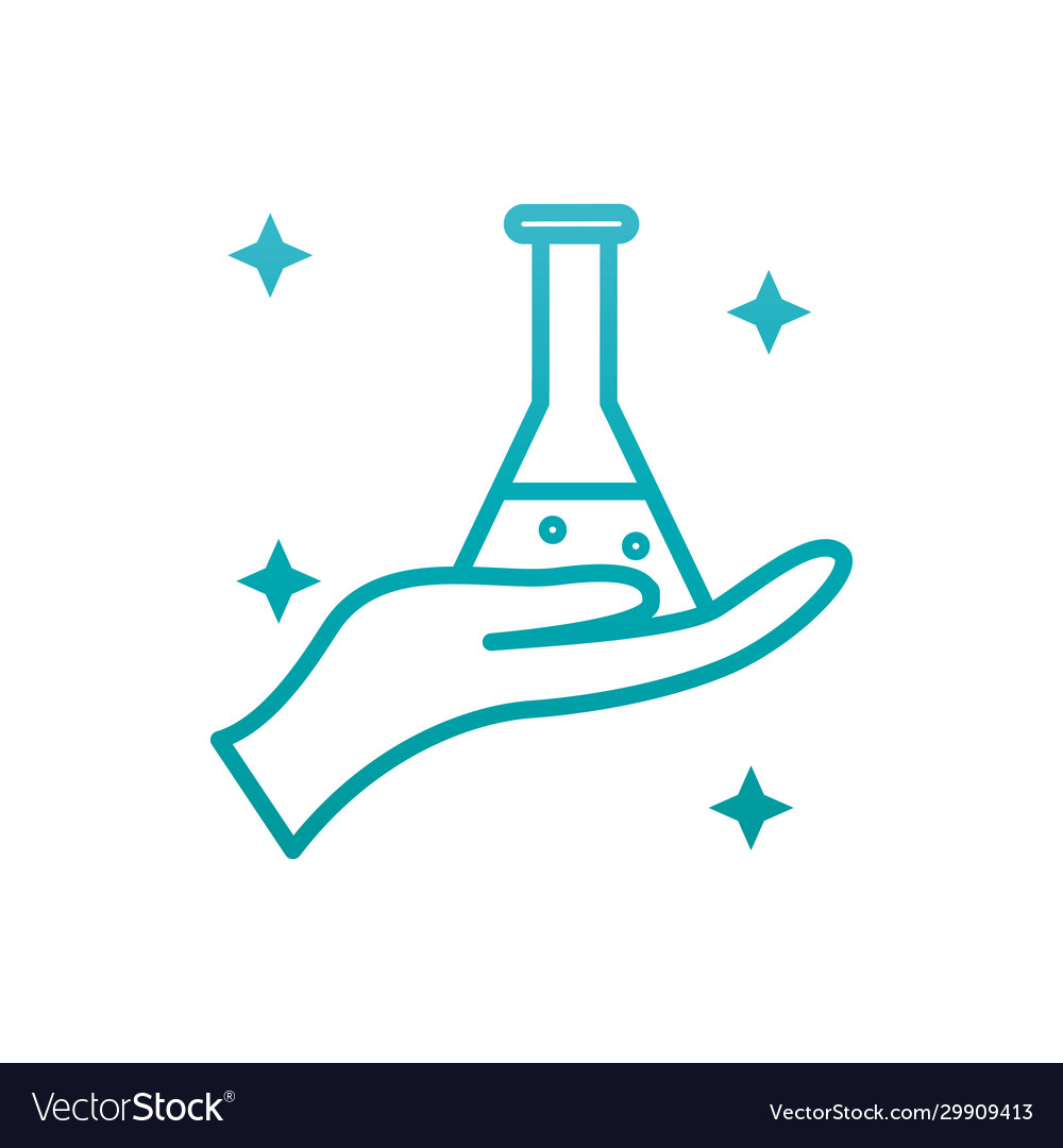 Isolated chemistry flask over hand gradient style