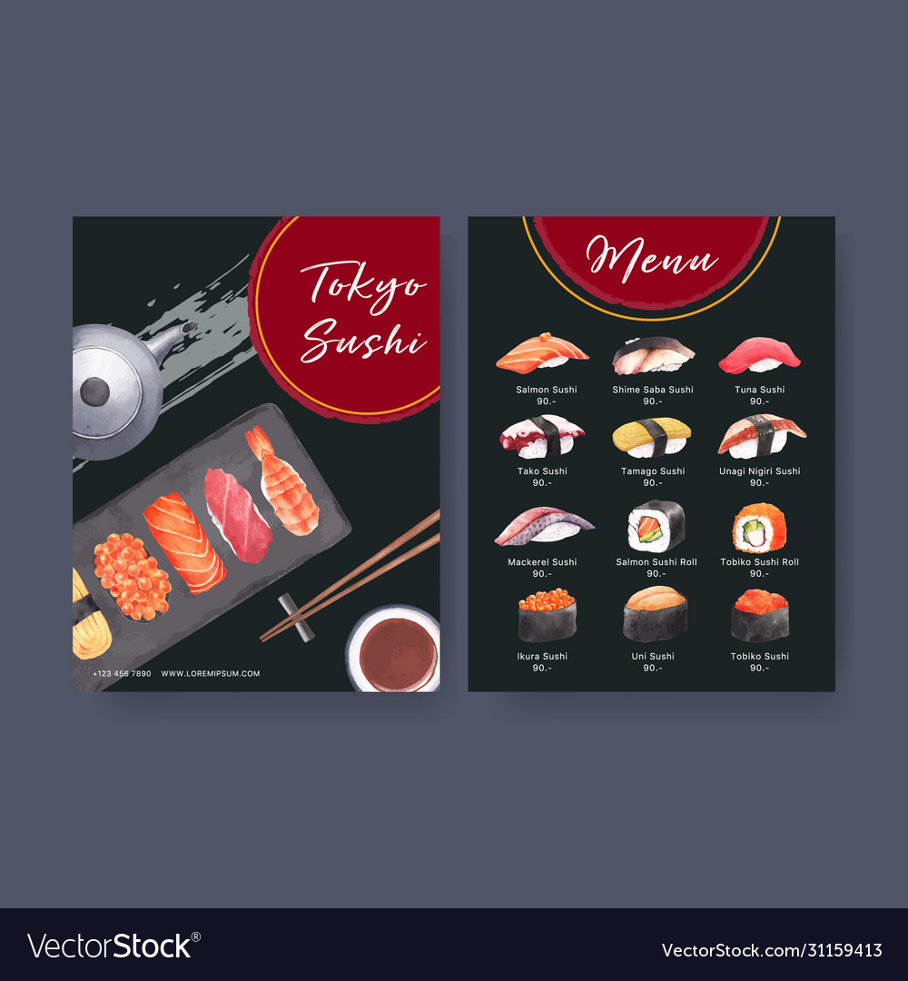 Japanese sushi collection for restaurant menu Vector Image