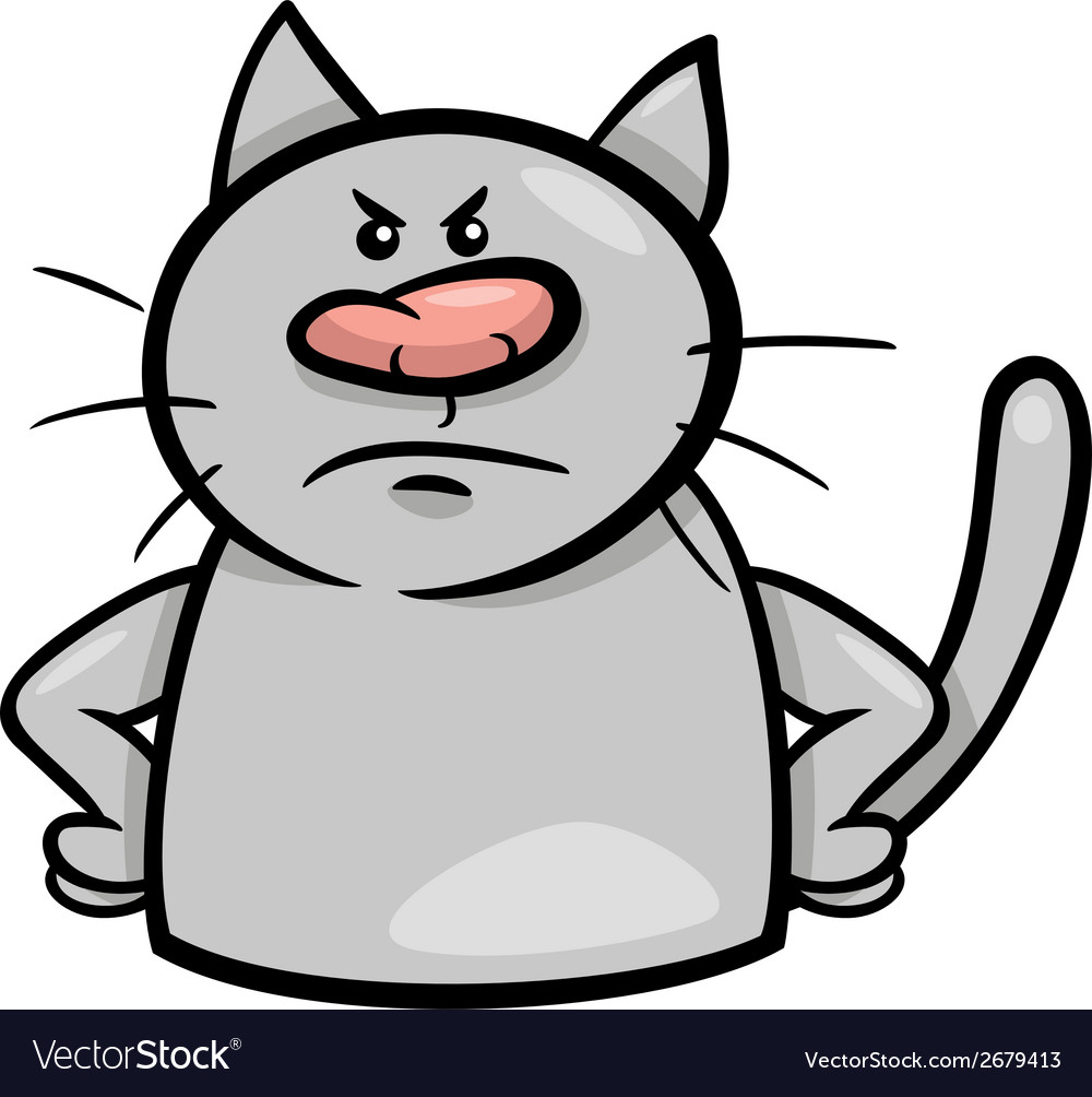 Cute White Cat Angry Cartoon