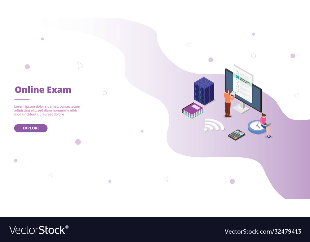 Online Exam Student with Computer Screen