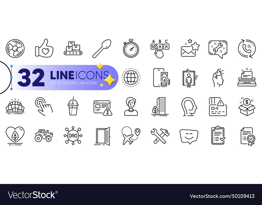 Outline set of local grown call center and arena vector image Outline set of local grown call center and arena