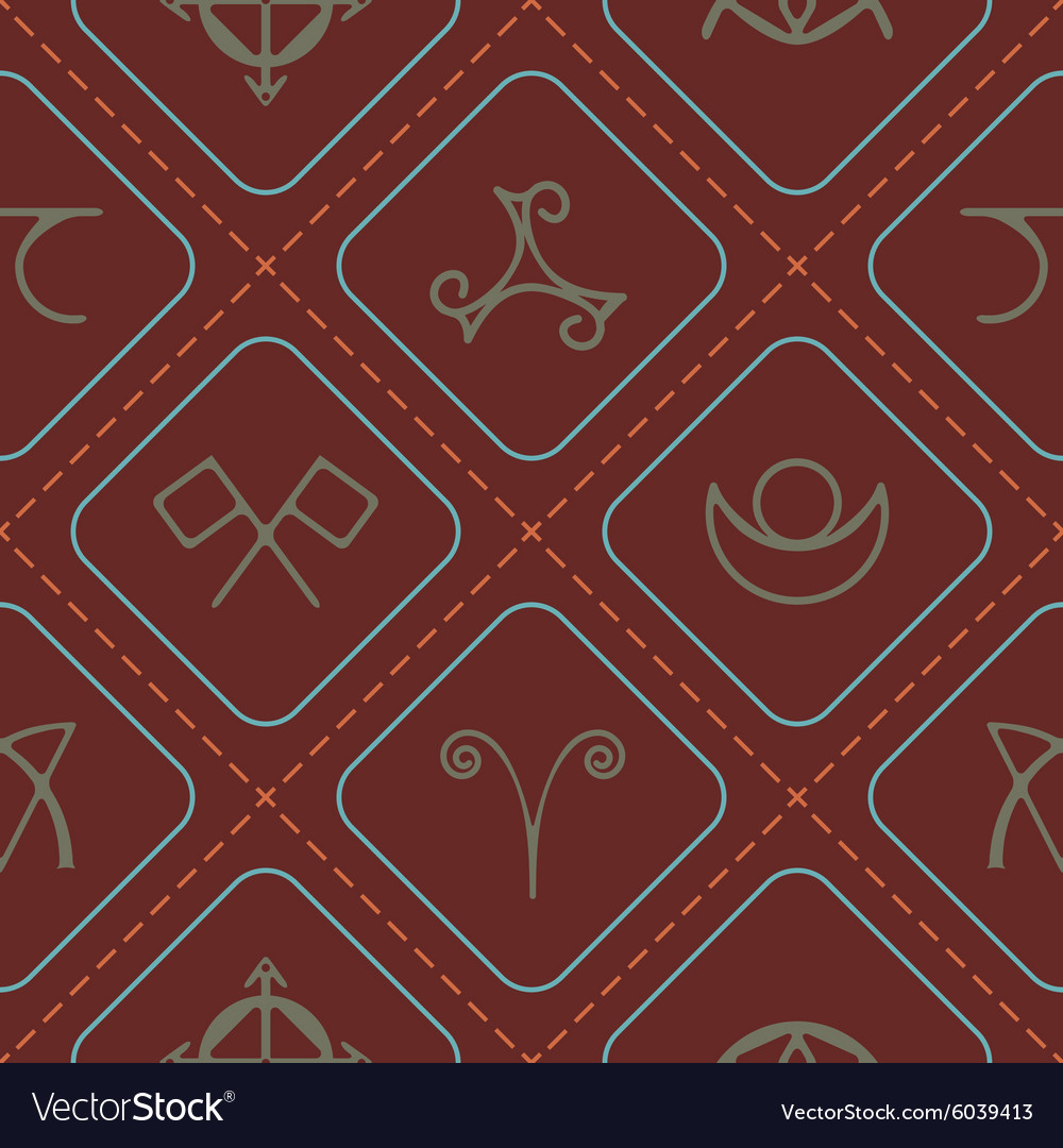 Seamless background with pagan symbols