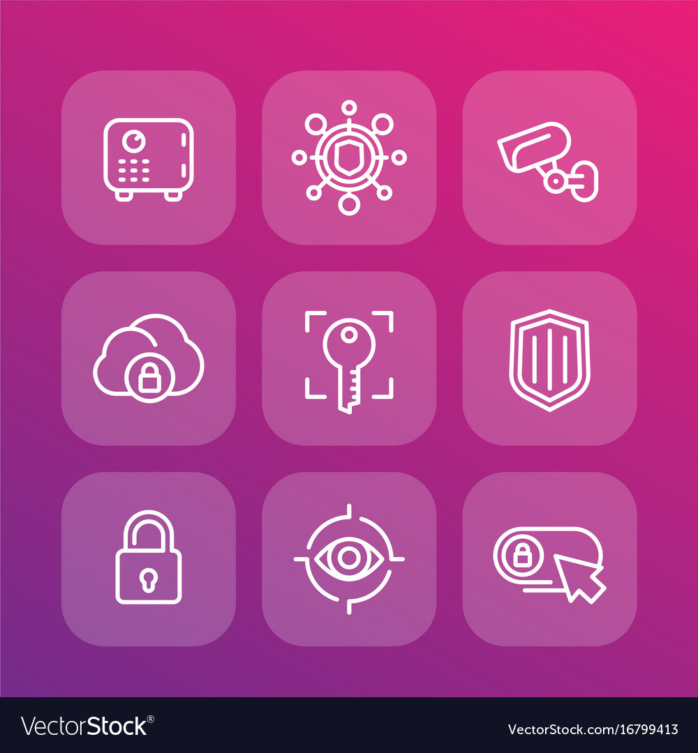 Security line icons set