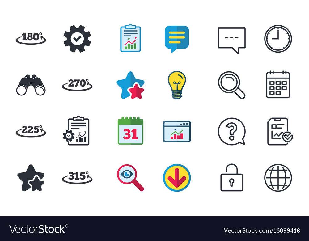 Angle degrees icons geometry math signs