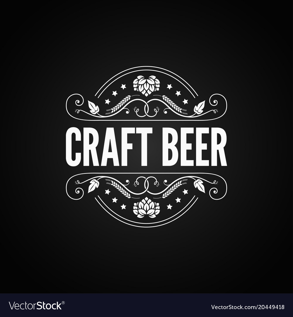 Download Beer vintage label craft beer logo on black Vector Image