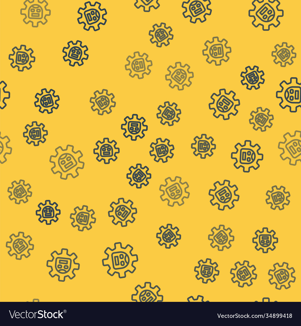 Blue line robot icon isolated seamless pattern vector image Blue line robot icon isolated seamless pattern