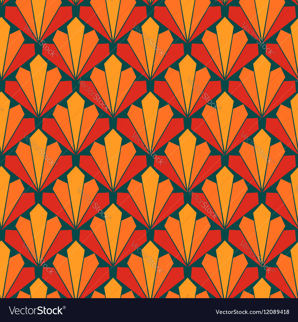 Colorful Fan Motif Repeating Pattern
