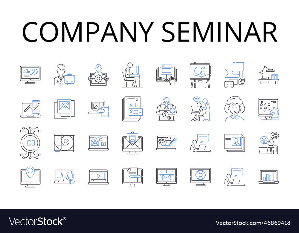 Company seminar line icons collection business Vector Image