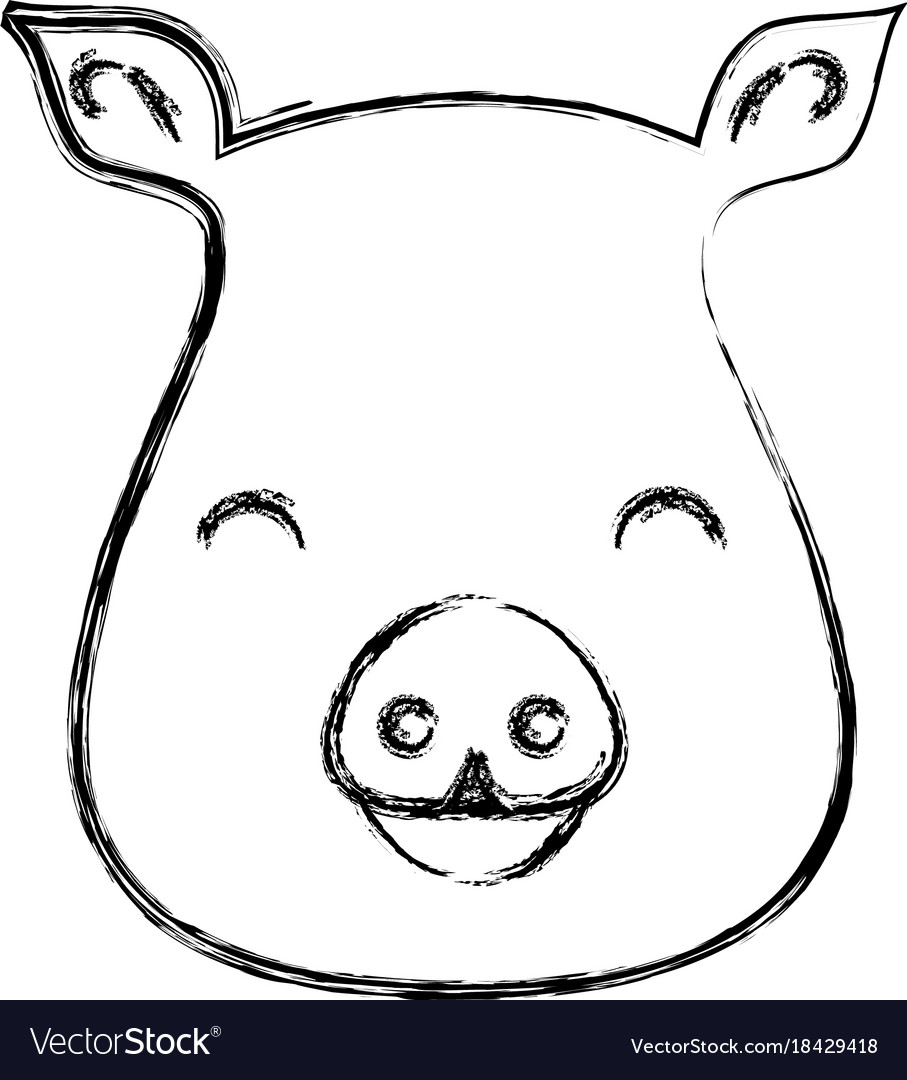 Figure cute pig head wild animal Royalty Free Vector Image