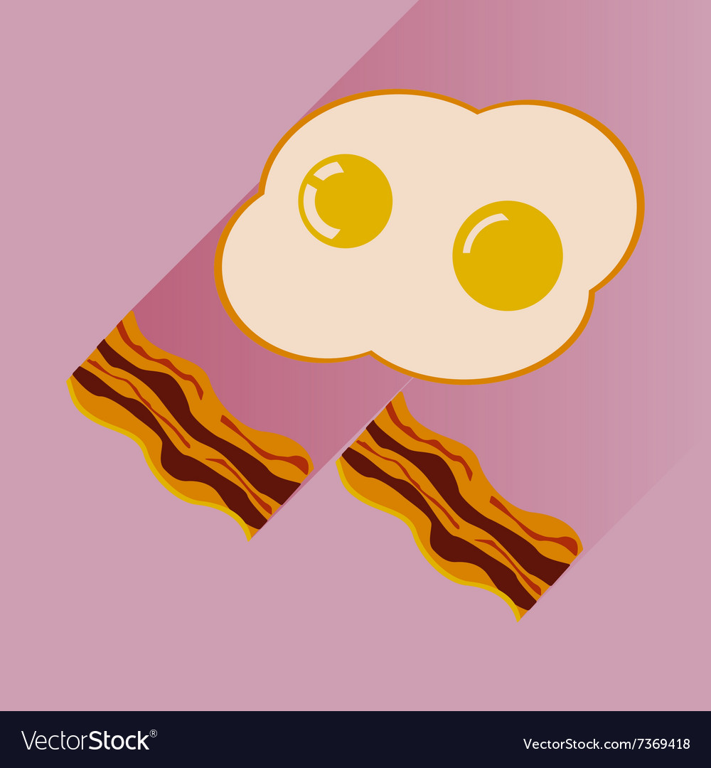 Flat with shadow icon scrambled eggs and bacon