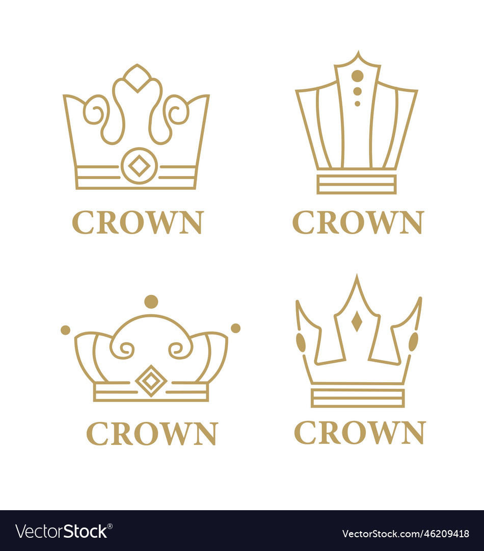 Golden crown set Royalty Free Vector Image - VectorStock