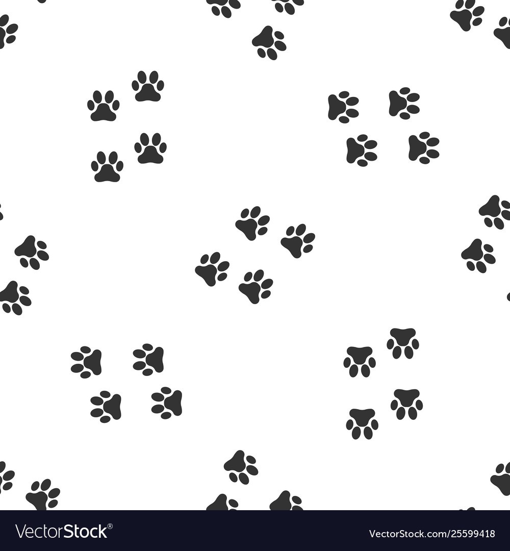 Grey paw print icon isolated seamless pattern