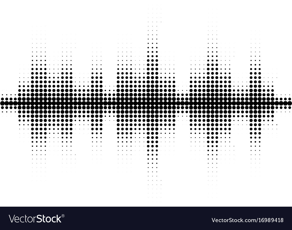 Halftone sound wave black and white pattern Vector Image