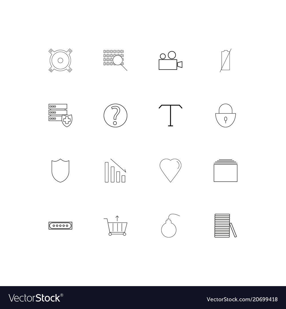 Interface simple linear icons set outlined