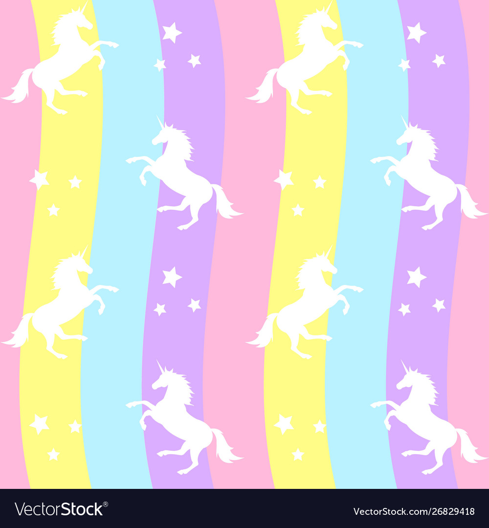 Seamless pattern unicorn on rainbow