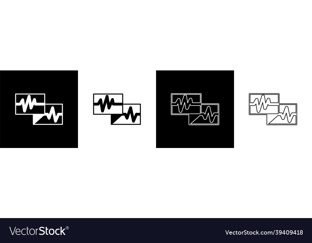Set computer monitor with cardiogram icon isolated vector image Set computer monitor with cardiogram icon isolated