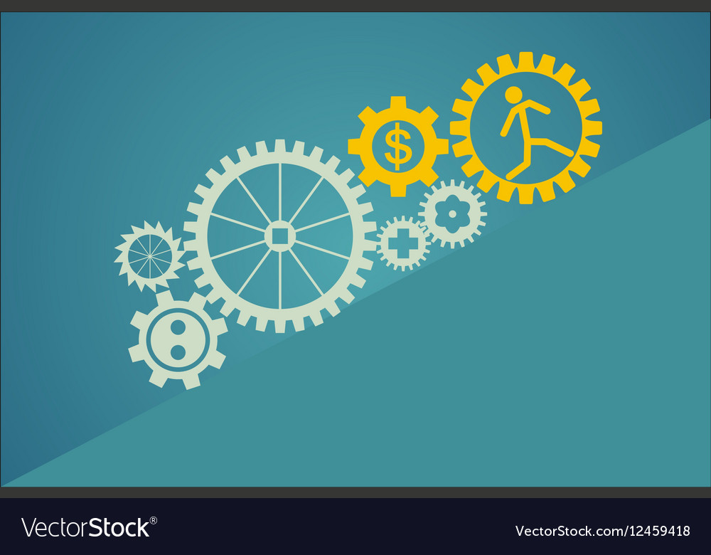 Set of gears with worker symbols inside