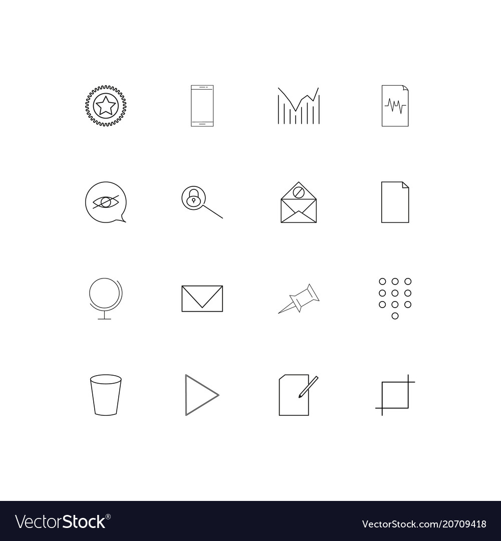 Signs and symbols simple linear icons set