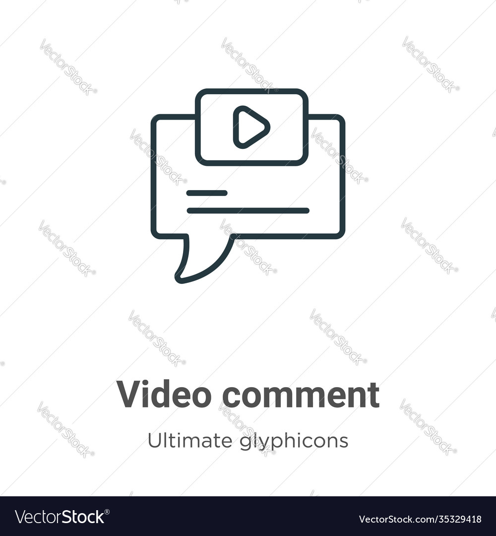 Video comment outline icon thin line black