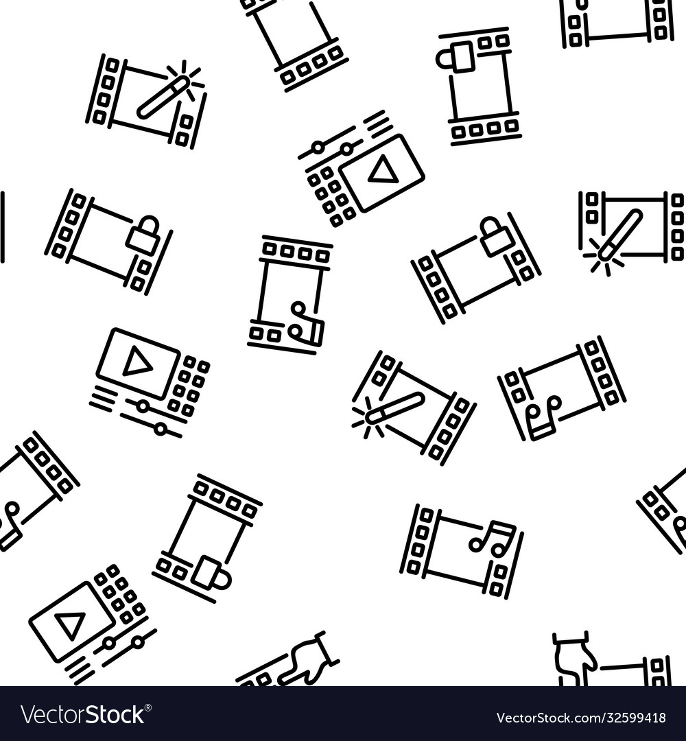 Video file editing seamless pattern vector image Video file editing seamless pattern