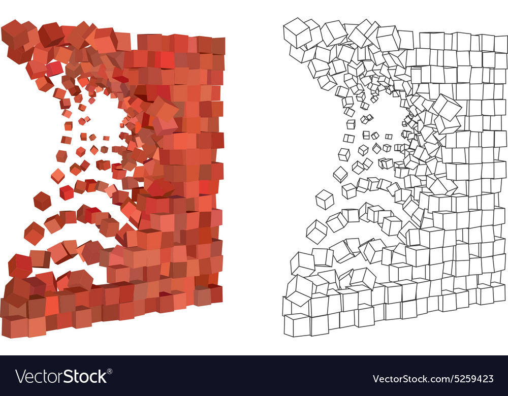 Abstract 3d exploding wall in different shade