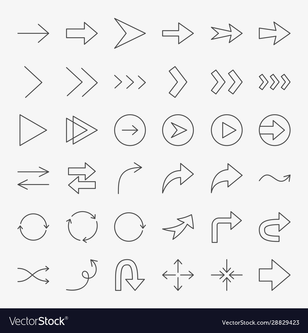 Arrow line icons set vector image Arrow line icons set