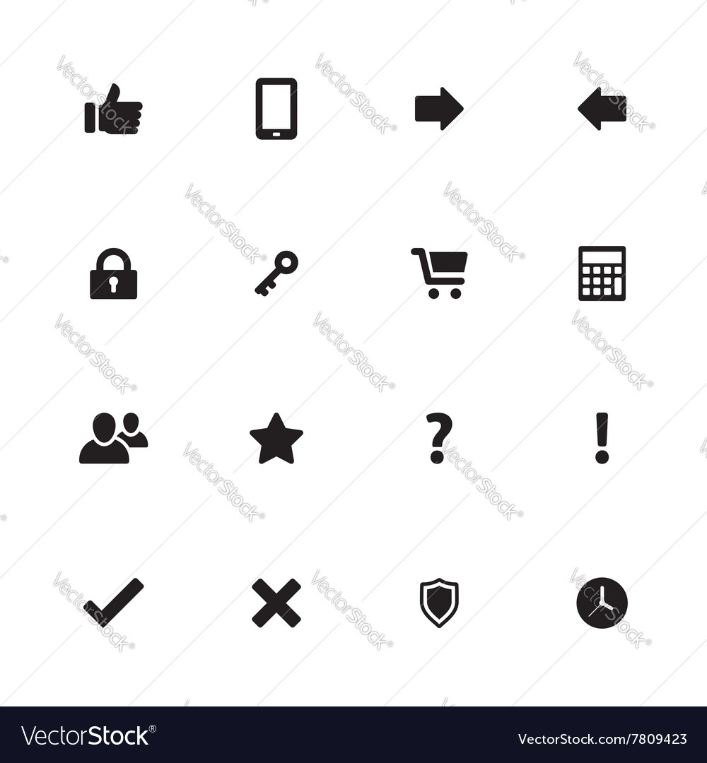 Black simple flat icon set 2