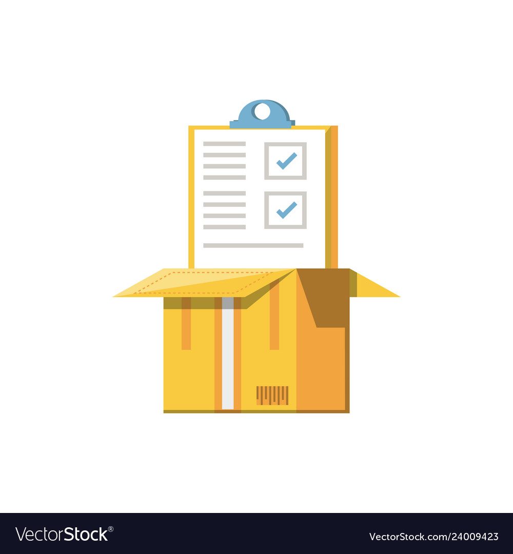 Clipboard document with box isolated icon