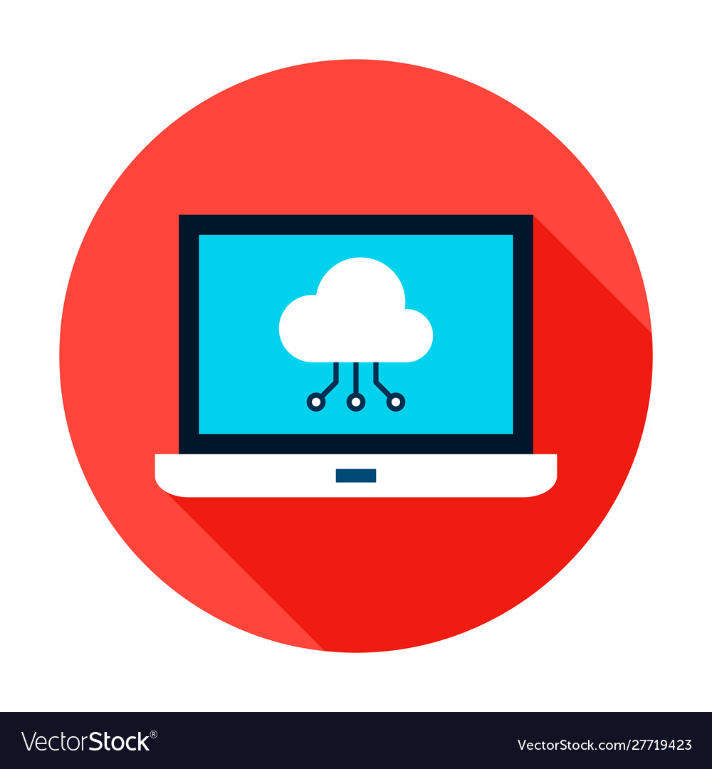 Cloud computing laptop circle icon