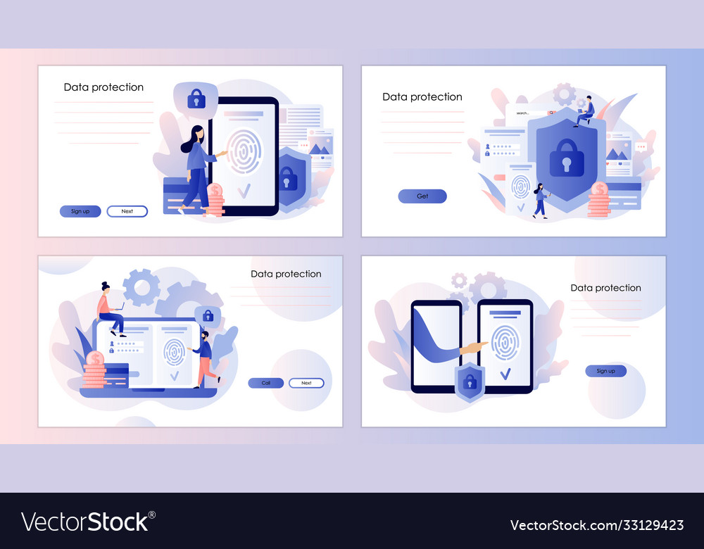 Data protection concept scan fingerprint vector image Data protection concept scan fingerprint