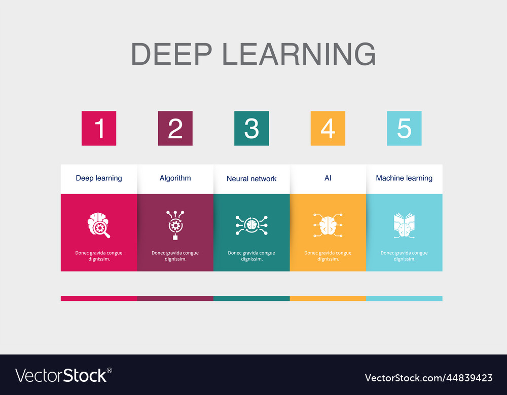 Deep learning algorithm neural network ai Vector Image