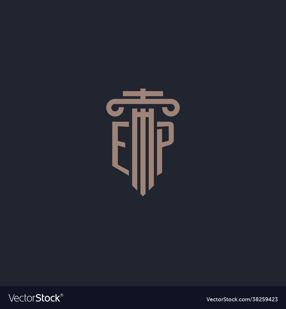 Ep initial logo monogram with pillar style design