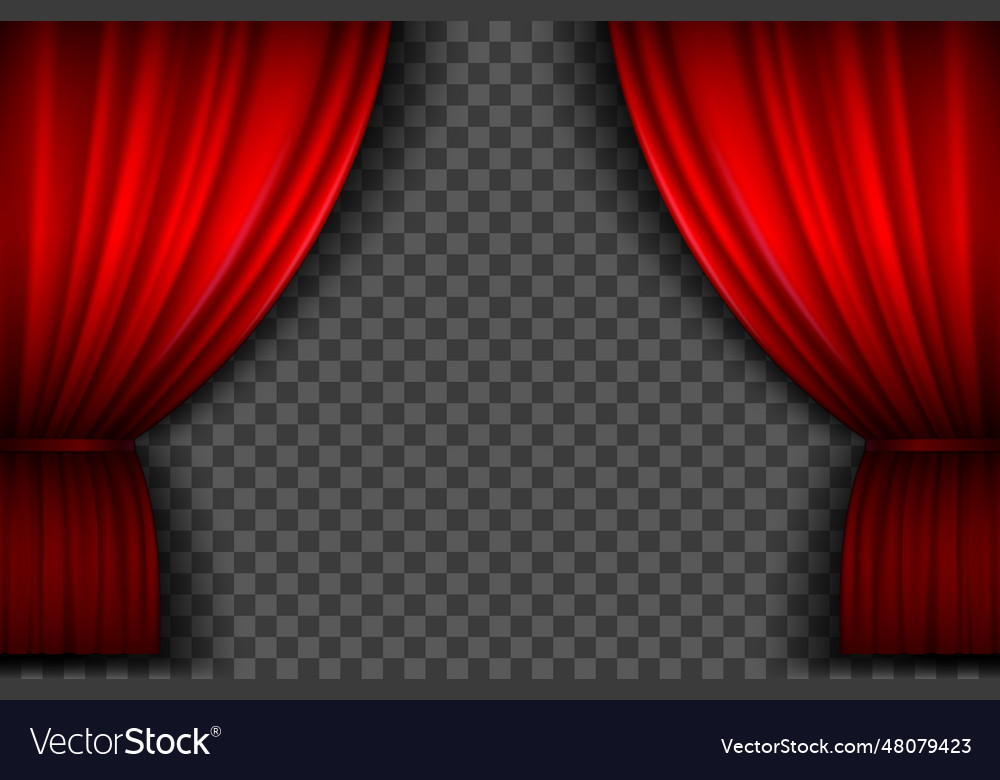 Red curtains realistic open velvet stage curtain
