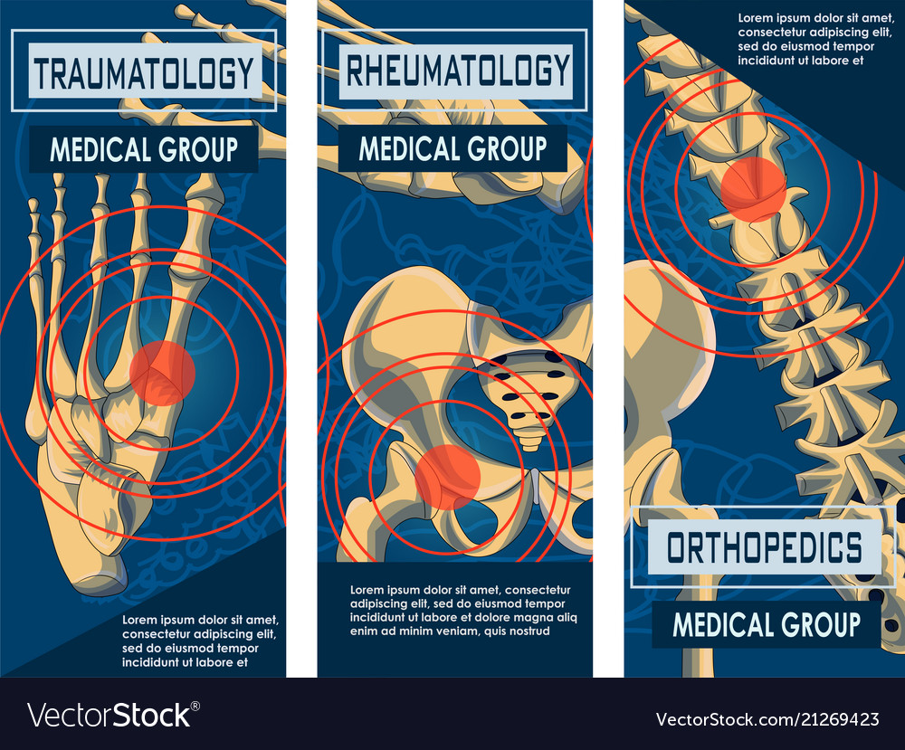 Rheumatology Orthopedics And Traumatology Banner Vector Image