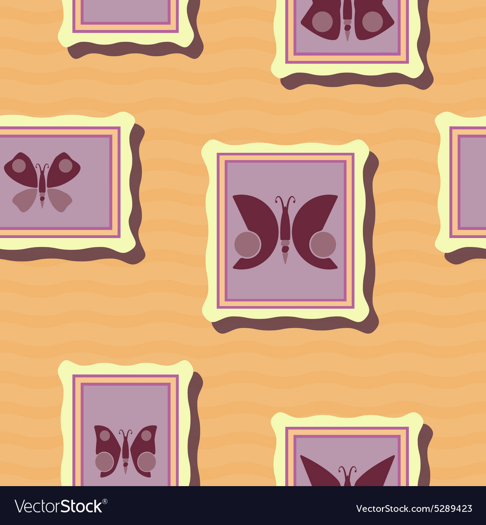 Seamless background with different butterflies