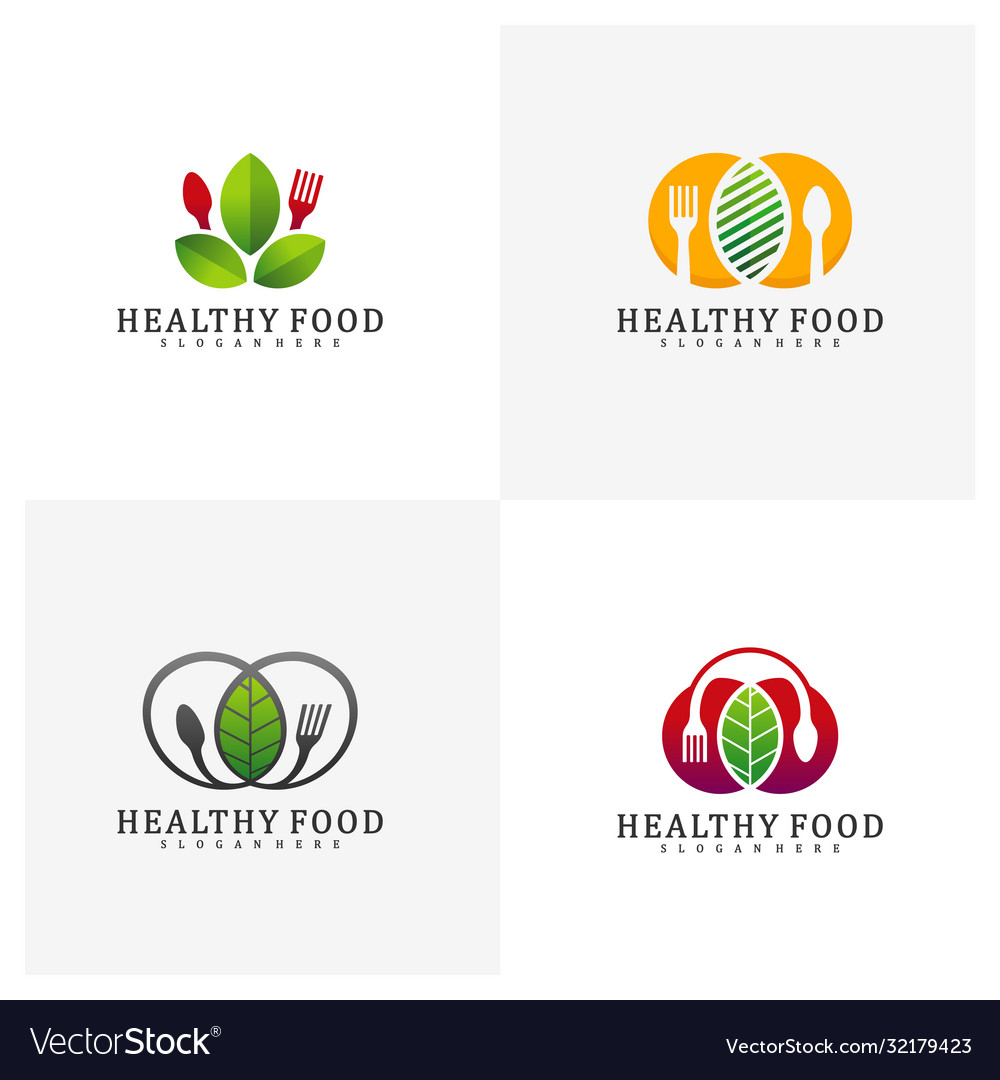 Set healthy food logo design template food Vector Image