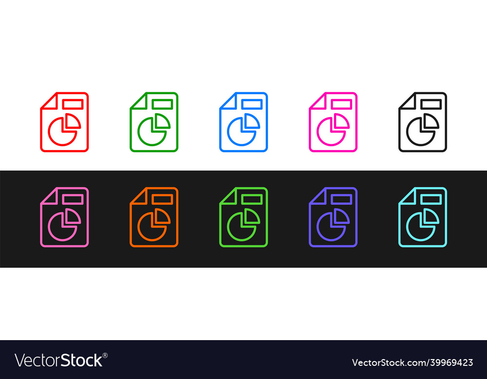 Set line document with graph chart icon isolated