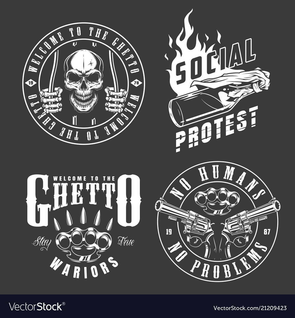 Set of gangster emblems Royalty Free Vector Image